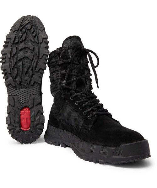 VERSACE(ヴェルサーチ)の「Versace Logo Webbing-Trimmed Suede And Mesh Boots(ブーツ・メンズ・Black・Eu 40/Eu 41/Eu 42/Eu 43/Eu 44/Eu 45)」の3枚目の写真