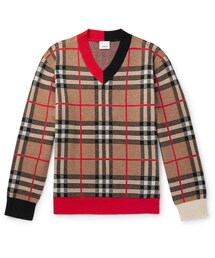 Burberry Checked Merino Wool-Blend Sweater