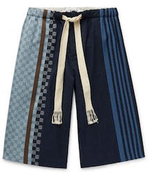 LOEWE | Loewe Wide-Leg Logo-Embroidered Striped Cotton Drawstring Shorts(その他パンツ)