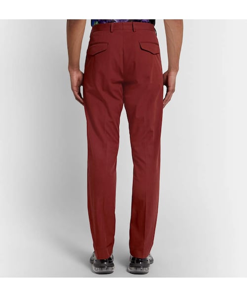 DRIES VAN NOTEN（ドリスヴァンノッテン）の「Dries Van Noten Brick Slim-Fit Pleated Cotton Suit Trousers（その他パンツ・メンズ・Red・It 44/It 46/It 48/It 52/It 54）」の5枚目の写真