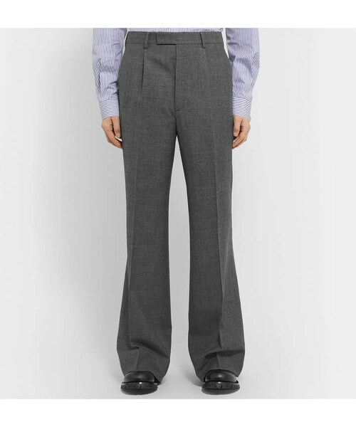 GUCCI（グッチ）の「Gucci Dark-Grey Wide-Leg Wool-Sharkskin Suit Trousers（その他パンツ・メンズ・Gray・It 44/It 46/It 48/It 50/It 52/It 54）」の4枚目の写真