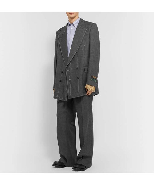 GUCCI（グッチ）の「Gucci Dark-Grey Wide-Leg Wool-Sharkskin Suit Trousers（その他パンツ・メンズ・Gray・It 44/It 46/It 48/It 50/It 52/It 54）」の5枚目の写真