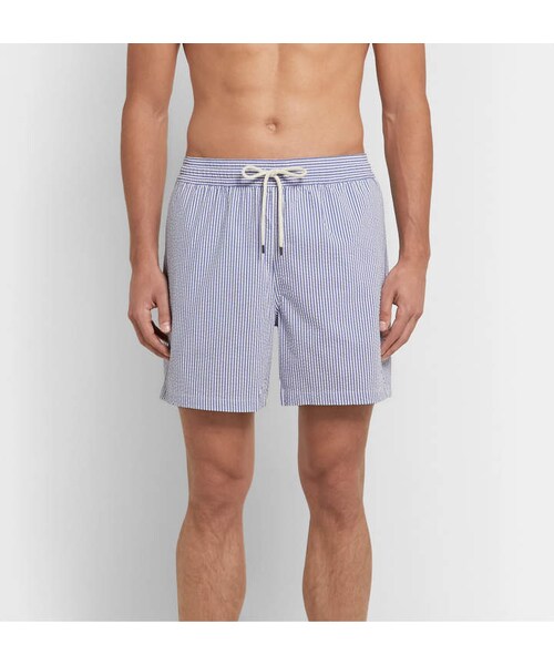 POLO RALPH LAUREN（ポロ ラルフ ローレン）の「Polo Ralph Lauren Traveler Mid-Length Striped Seersucker Swim Shorts（水着・メンズ・Blue・S/M/L/XL/XXL）」の2枚目の写真