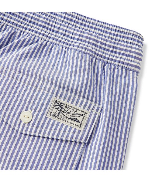 POLO RALPH LAUREN（ポロ ラルフ ローレン）の「Polo Ralph Lauren Traveler Mid-Length Striped Seersucker Swim Shorts（水着・メンズ・Blue・S/M/L/XL/XXL）」の4枚目の写真
