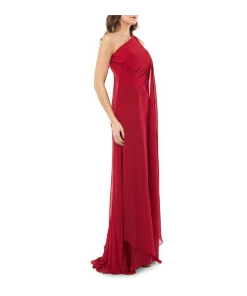Robe De Soirée Carmen Marc Valvo Infusion - Une Épaule, Volants - Taille 12 Blush Neuf