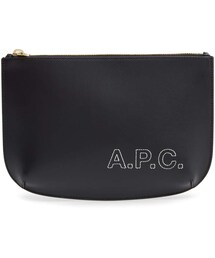 A.P.C. Sarah Embroidered Logo Leather Clutch