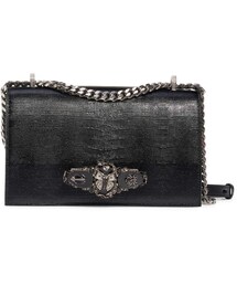 Alexander McQueen Butterfly Knuckle Reptile Embossed Leather Shoulder Bag
