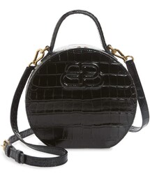 Balenciaga Extra Small Vanity Croc Embossed Leather Round Shoulder Bag