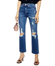 Topshop Ripped Straight Leg Crop Jeans