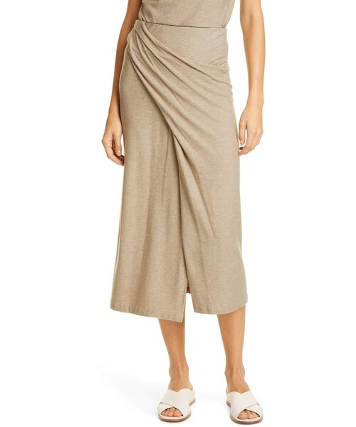 Vince Twist Drape Midi Skirt 