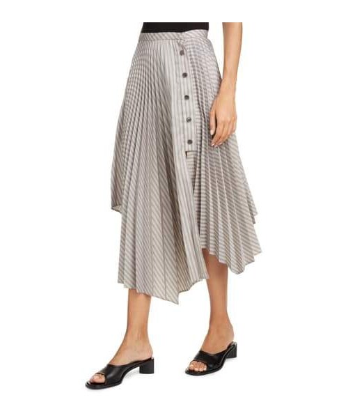Acne Studios（アクネストゥディオズ）の「Acne Studios Ilia Asymmetrical Pleated Pinstripe Midi Skirt（スカート・レディース・Gray・6 Us / 36 Eu/8 Us / 38 Eu/10 Us / 40 Eu/4 Us / 34 Eu）」の4枚目の写真