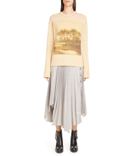 Acne Studios（アクネストゥディオズ）の「Acne Studios Ilia Asymmetrical Pleated Pinstripe Midi Skirt（スカート・レディース・Gray・6 Us / 36 Eu/8 Us / 38 Eu/10 Us / 40 Eu/4 Us / 34 Eu）」の5枚目の写真