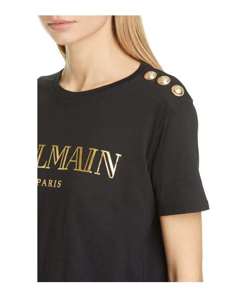 BALMAIN（バルマン）の「Balmain Vintage Logo Cotton T-Shirt（Tシャツ/カットソー・レディース・Black・X-large/Large/Medium/Small/X-small）」の2枚目の写真