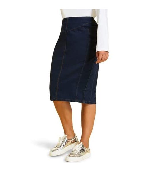 Marina Rinaldi(マリナリナルディ)の「Marina Rinaldi Caorle Denim Jacquard Skirt(スカート・レディース・Blue・20W)」の3枚目の写真