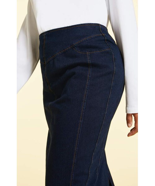 Marina Rinaldi(マリナリナルディ)の「Marina Rinaldi Caorle Denim Jacquard Skirt(スカート・レディース・Blue・20W)」の5枚目の写真
