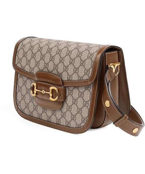 GUCCI(グッチ)の「Gucci 1955 Morsetto GG Supreme Horsebit Shoulder Bag(ショルダーバッグ・レディース・Brown/Red・One Size)」の3枚目の写真