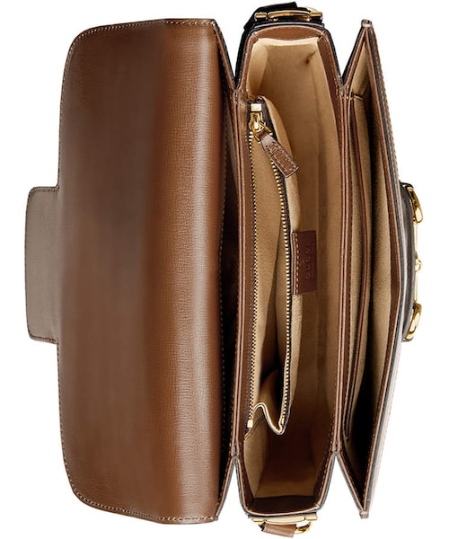 GUCCI(グッチ)の「Gucci 1955 Morsetto GG Supreme Horsebit Shoulder Bag(ショルダーバッグ・レディース・Brown/Red・One Size)」の5枚目の写真