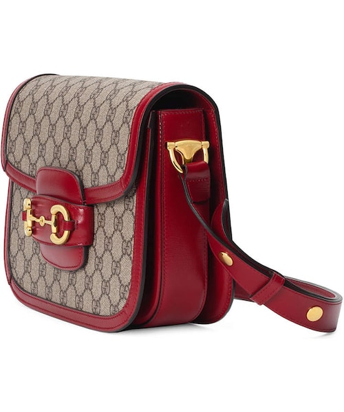 GUCCI(グッチ)の「Gucci 1955 Morsetto GG Supreme Horsebit Shoulder Bag(ショルダーバッグ・レディース・Brown/Red・One Size)」の7枚目の写真