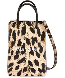 Balenciaga Leopard Shop Phone Holder Crossbody Bag
