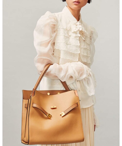 TORY BURCH（トリーバーチ）の「Tory Burch Lee Radziwill Double Crossbody Bag, Light Brown（ショルダーバッグ・レディース・Brown・One Size）」の3枚目の写真
