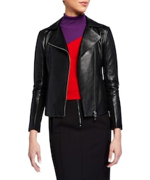 EMPORIO ARMANI | Emporio Armani Leather Jacket with Jersey Inset(ライダースジャケット)