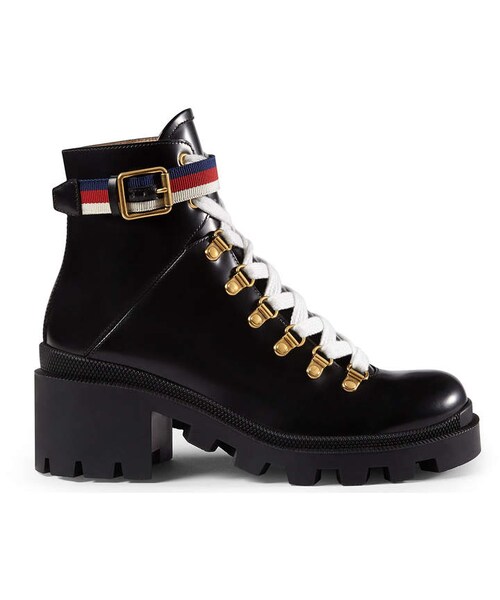 GUCCI（グッチ）の「Gucci Leather Combat Boot（ブーツ・レディース・Black・6b / 36eu/7.5b / 37.5eu/8.5b / 38.5eu）」の2枚目の写真