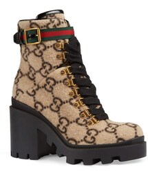 Gucci Trip GG Wool Lace-Up Booties