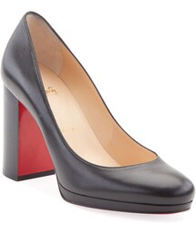 Christian Louboutin Kabetts Leather Block-Heel Red Sole Pumps