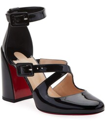Christian Louboutin Ronnic Patent Leather Strappy Red Sole Pumps