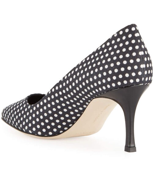 マノロブラニクドット柄パンプスlinnen polka dot pumps