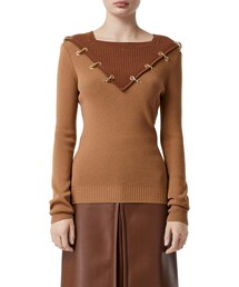 Burberry Golden Ring-Trim Wool-Cashmere Sweater