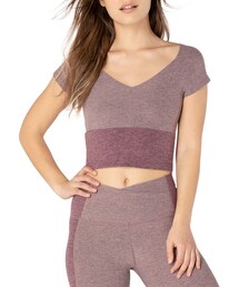 Beyond Yoga Day One Space-Dye Colorblock Short-Sleeve Cropped Top