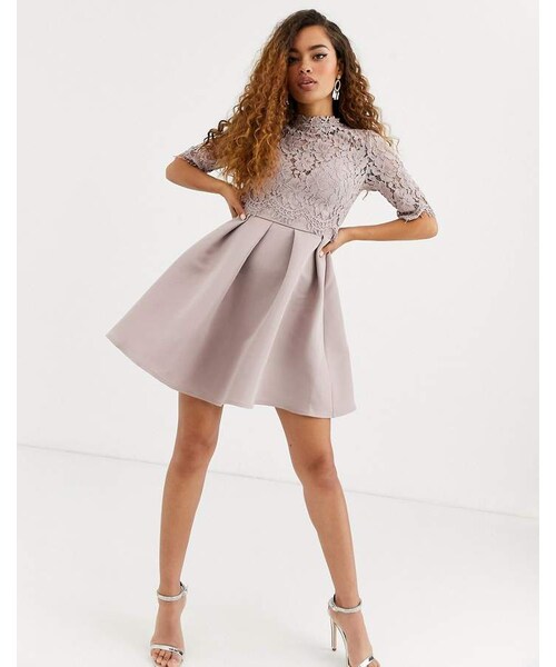 Little Mistress（リトルミストレス）の「Little Mistress Petite lace upper skater dress（その他・レディース・Gray・4/6/8/10/12）」の3枚目の写真