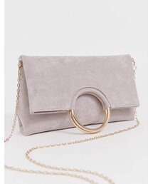 Accessorize | Accessorize foldover pink clutch with metal handle detail and removable chain strap (クラッチバッグ)