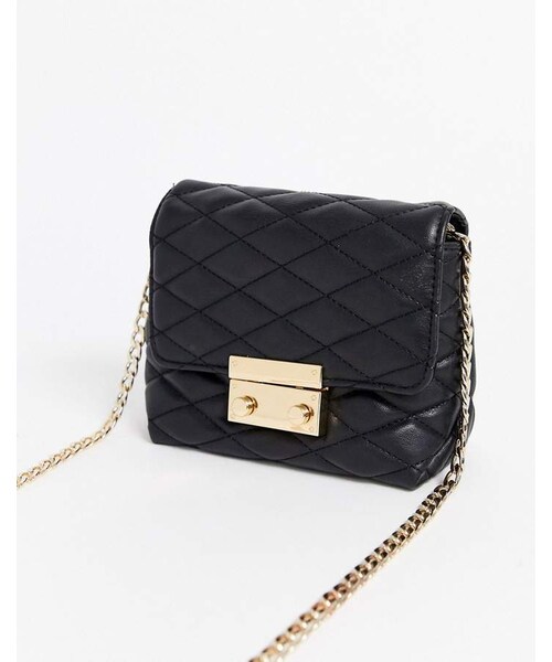 LIPSY（リプシー）の「Lipsy quilted cross body bag with gold hardware in black