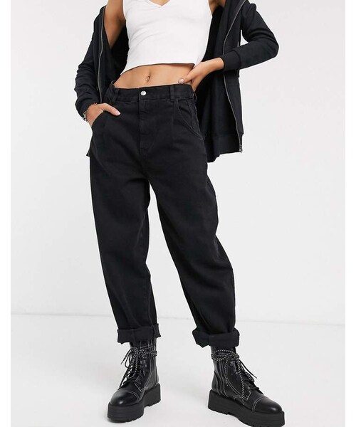 Bershka（ベルシュカ）の「Bershka slouchy jeans in black（デニムパンツ・レディース・Black・32/34/36/38）」の4枚目の写真