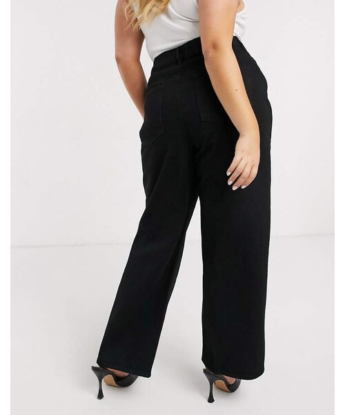 asos（エイソス）の「Asos Curve ASOS DESIGN Curve High rise 'relaxed' dad jeans in washed black（デニムパンツ・レディース・Black・24 L32）」の4枚目の写真