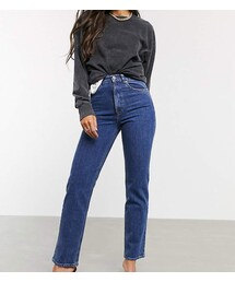 asos | Asos Tall ASOS DESIGN Tall High rise stretch 'slim' straight leg jeans in mid vintage wash(デニムパンツ)