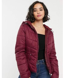 Bershka lightweight puffer jacket in burgundy