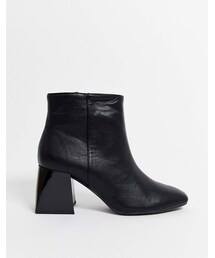 Bershka block heel ankle boots in black