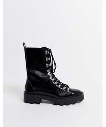 Bershka | Bershka ski hook cleated sole boots in black(ブーツ)