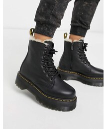 Dr. Martens | Dr Martens Jadon fur lined chunky ankle boot in black(ブーツ)