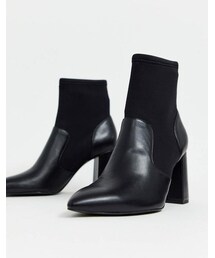 Stradivarius heeled boot in black
