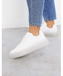 Bershka | Bershka clear sole sneaker in white(スニーカー)