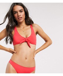 Monki recycled hipster bikini bottoms in red