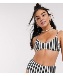 Monki recycled bikini top in mono stripe