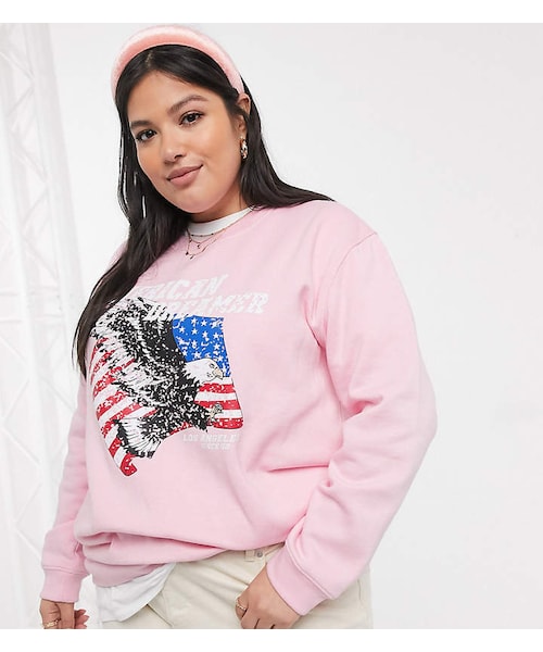 Daisy street oversized sweatshirt with gingham collar Clearance