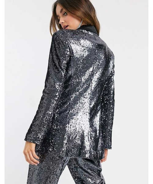 asos（エイソス）の「Asos Design ASOS DESIGN suit blazer in silver sequin and