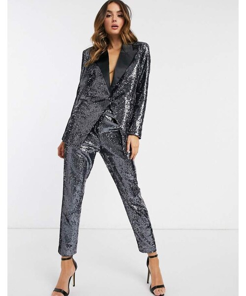 asos（エイソス）の「Asos Design ASOS DESIGN suit blazer in silver sequin and