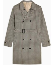 Topman Mens Multi Check Double Breasted Mac